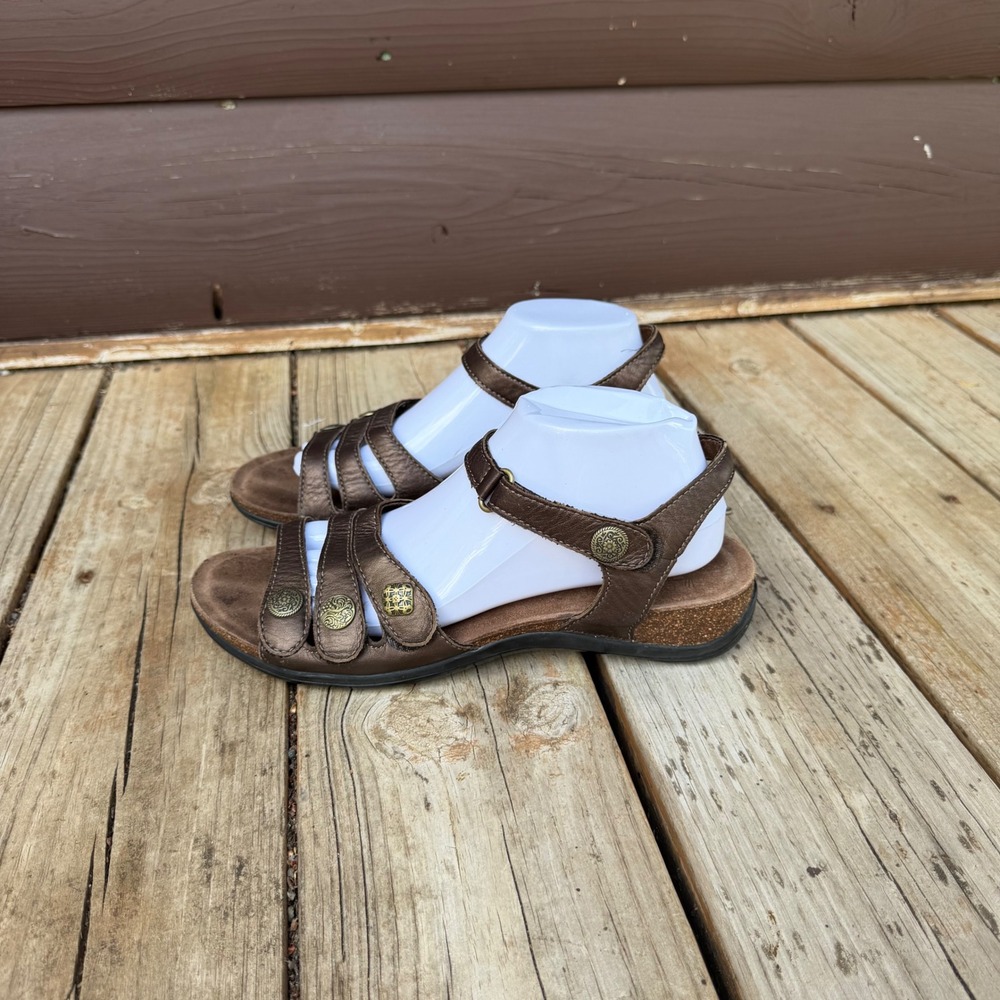 Dansko Jess Sandal Womens 42 Brown Metallic Leather Adjustable Strap Wedge